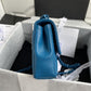 ChanelFlap Bag Red Hardware Grained Blue For Women, Women’s Handbags, Shoulder Bags 9.4in/24cm AS2303