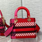 DI Medium Lady D-Lite Bag D-Flower Pop Embroidery, Bright Pink Multicolor Handbags, 24cm CD M0565OROO_M885