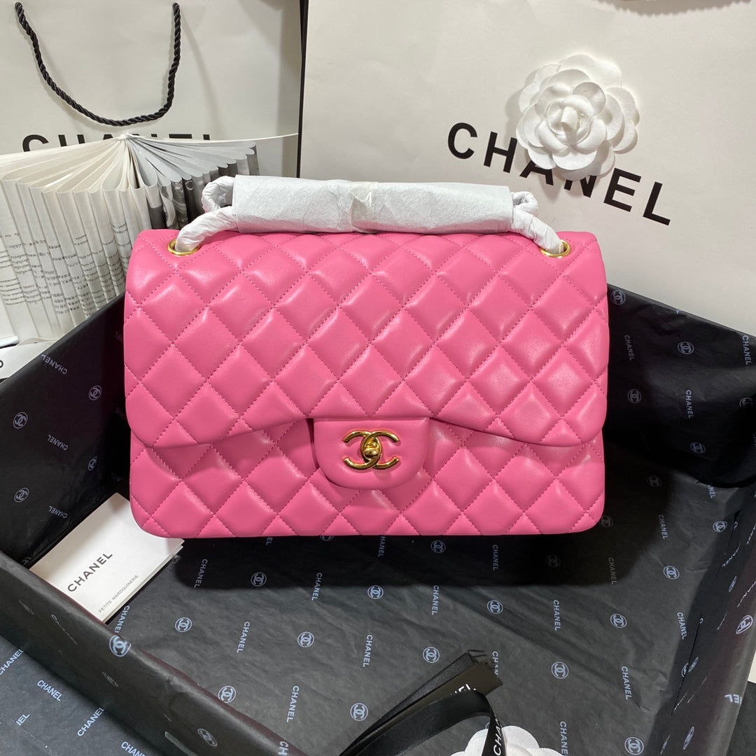 ChanelLarge Classic Handbag Gold Hardware PiNike For Women, Women’s Handbags, Shoulder Bags 11.8in/30cm