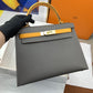 HM Kelly 28 Sellier Epsom Dark Grey/Yellow Bag For Women, Handbags, Shoulder Bags 11in/28cm