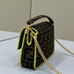 FI Baguette Small Brown Fabric Yellow Border Bag For Woman 18cm/7in