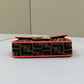 FI Baguette Small Brown Fabric Orange Border Bag For Woman 18cm/7in