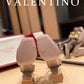 Valentino Garavani Strap Heeled Sandals With V Logo Signature Embellishment Beige For Women