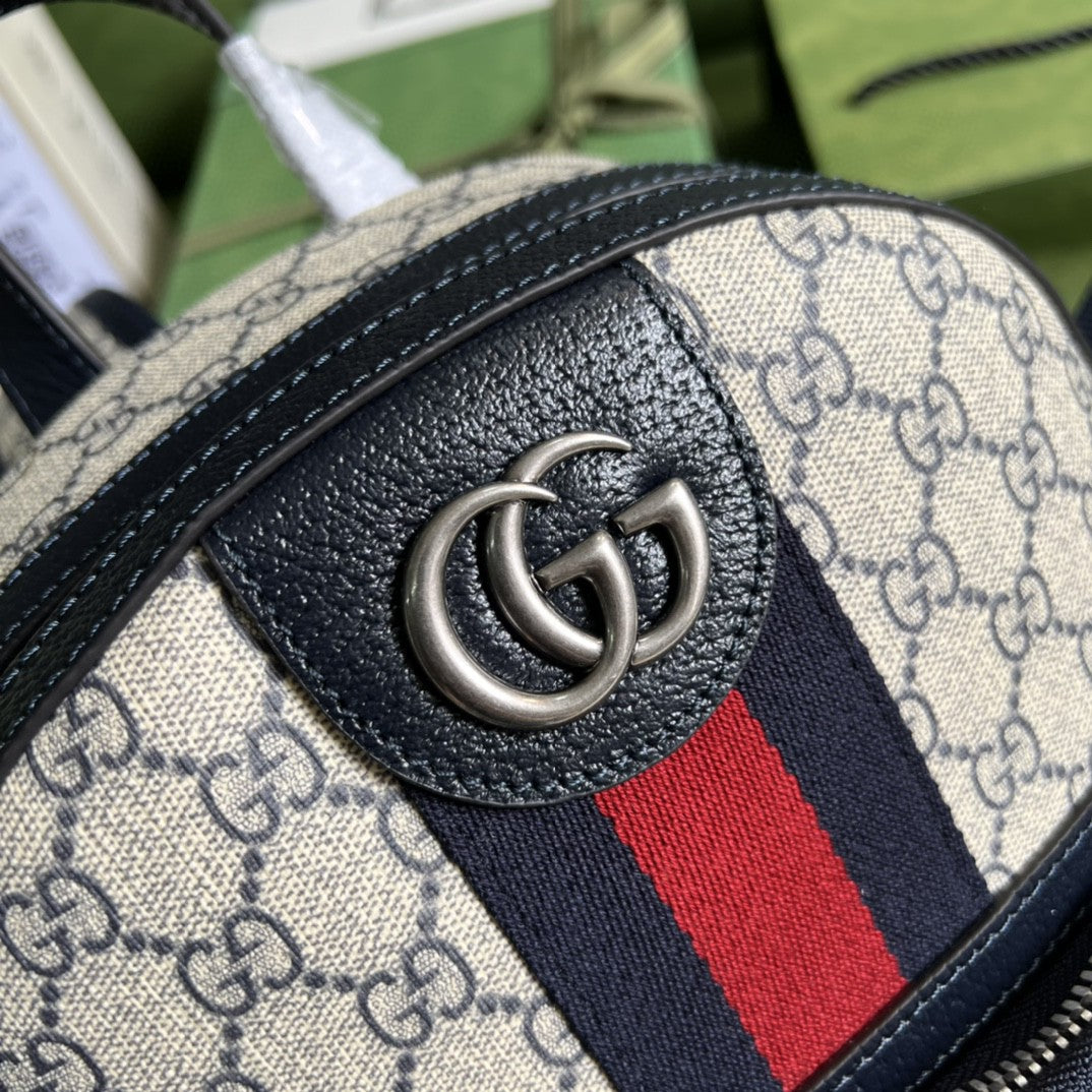 gg Ophidia gg Small Backpack Beige And Blue gg Supreme Canvas For Women 11.5in/29cm Beige