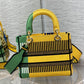 DI Medium Lady D-Lite Bag D-Flower Pop Embroidery, Bright Yellow/Green Handbags, 24cm CD M0565OROO_M886
