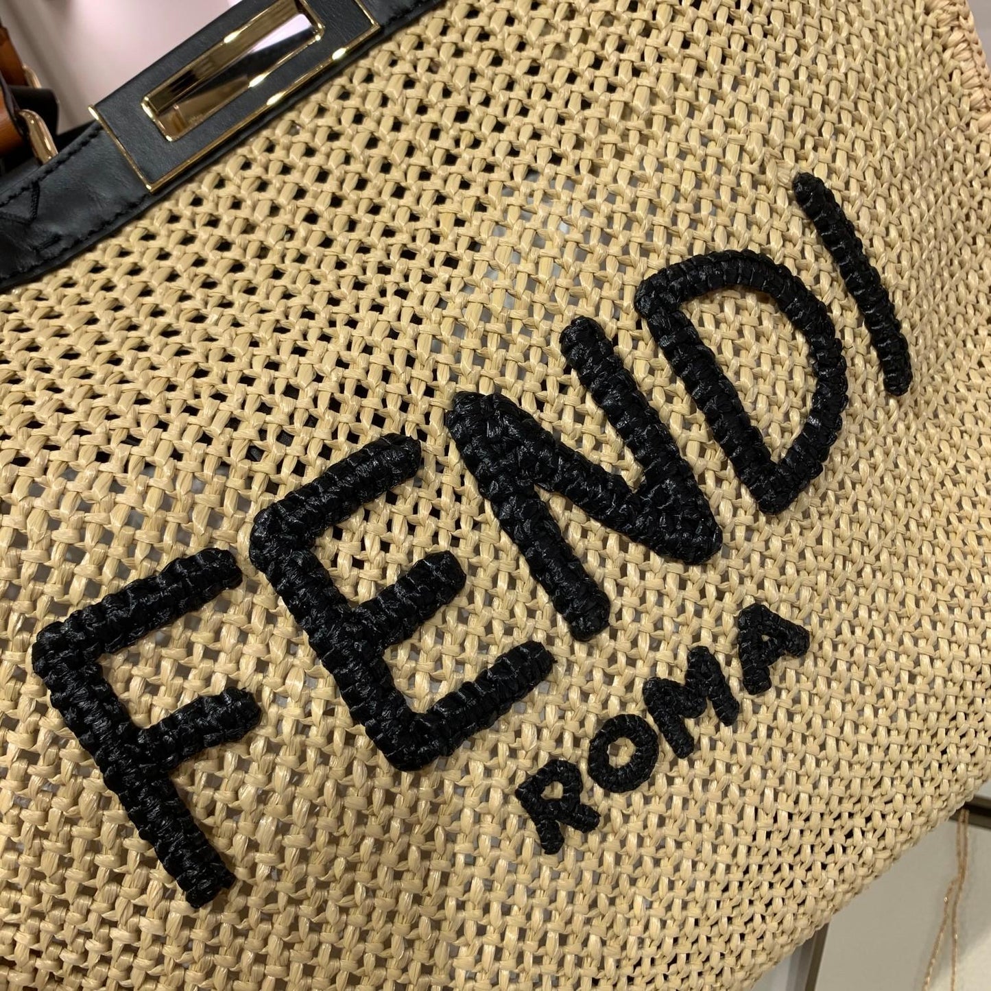 FI Peekaboo X-tote Medium Woven Straw Tote Bag For Women, Women’s Handbags 16.1in/41cm FF