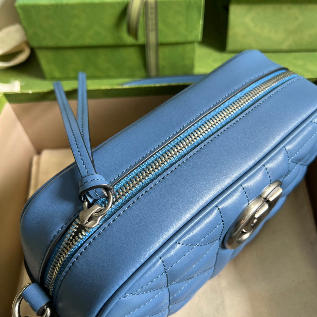 gg Marmont Matelasse Shoulder Bag Blue For Women, Women’s Bags 9.5in/24cm gg 634936 UM8BF 4340