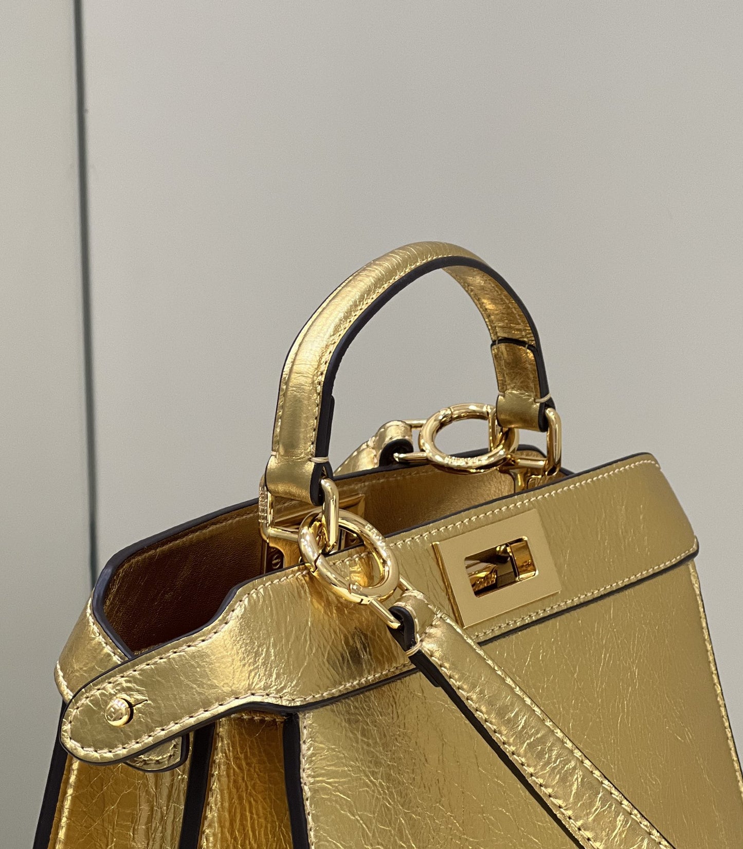 FI Peekaboo Medium Gold Bag For Woman 33cm/13in