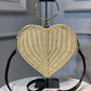 DG Devotion Crystal Heart Wicker Top Handle Bag Beige For Women 10in/26cm DG