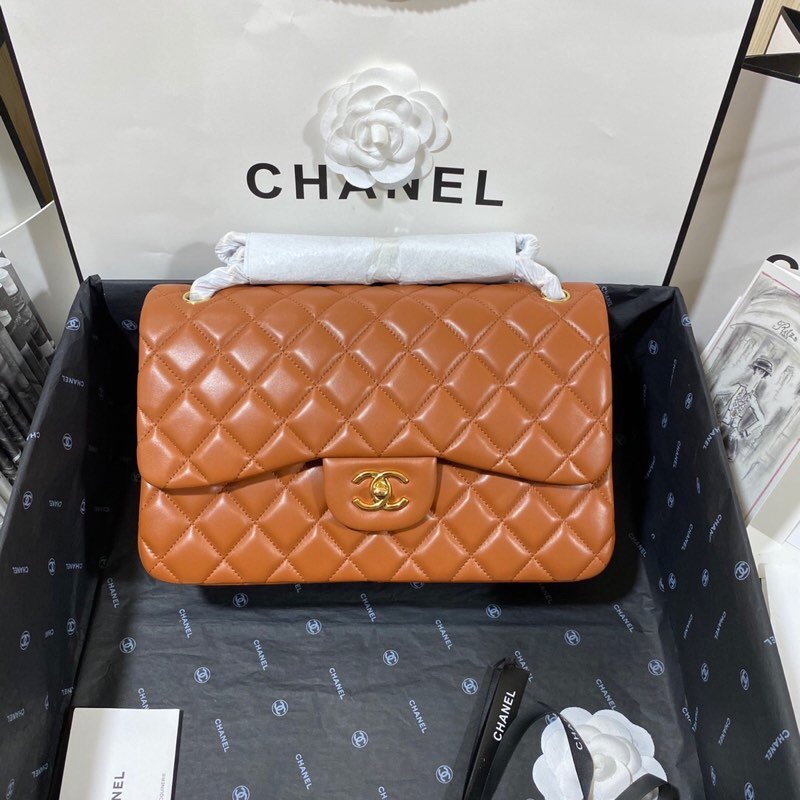 ChanelLarge Classic Handbag Gold Hardware Brown For Women, Women’s Handbags, Shoulder Bags 11.8in/30cm