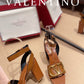 Valentino Garavani Strap Heeled Sandals With V Logo Signature Embellishment Orange For Women