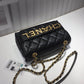 ChanelFront Logo Small Flap Bag Gold Hardware Black For Women, Women’s Handbags, Shoulder Bags 8.2in/21cmAS1490