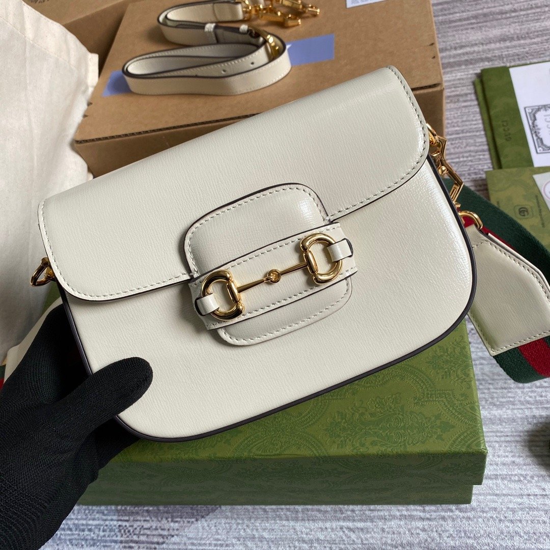 gg Horsebit 1955 Mini Bag White For Women, Women’s Bags 8in/21cm gg 658574 18YSG 9068