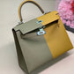 HM Kelly 28 Sellier Epsom Bag Grey/Yellow For Women, Women’s Handbags, Shoulder Bags 11in/28cm