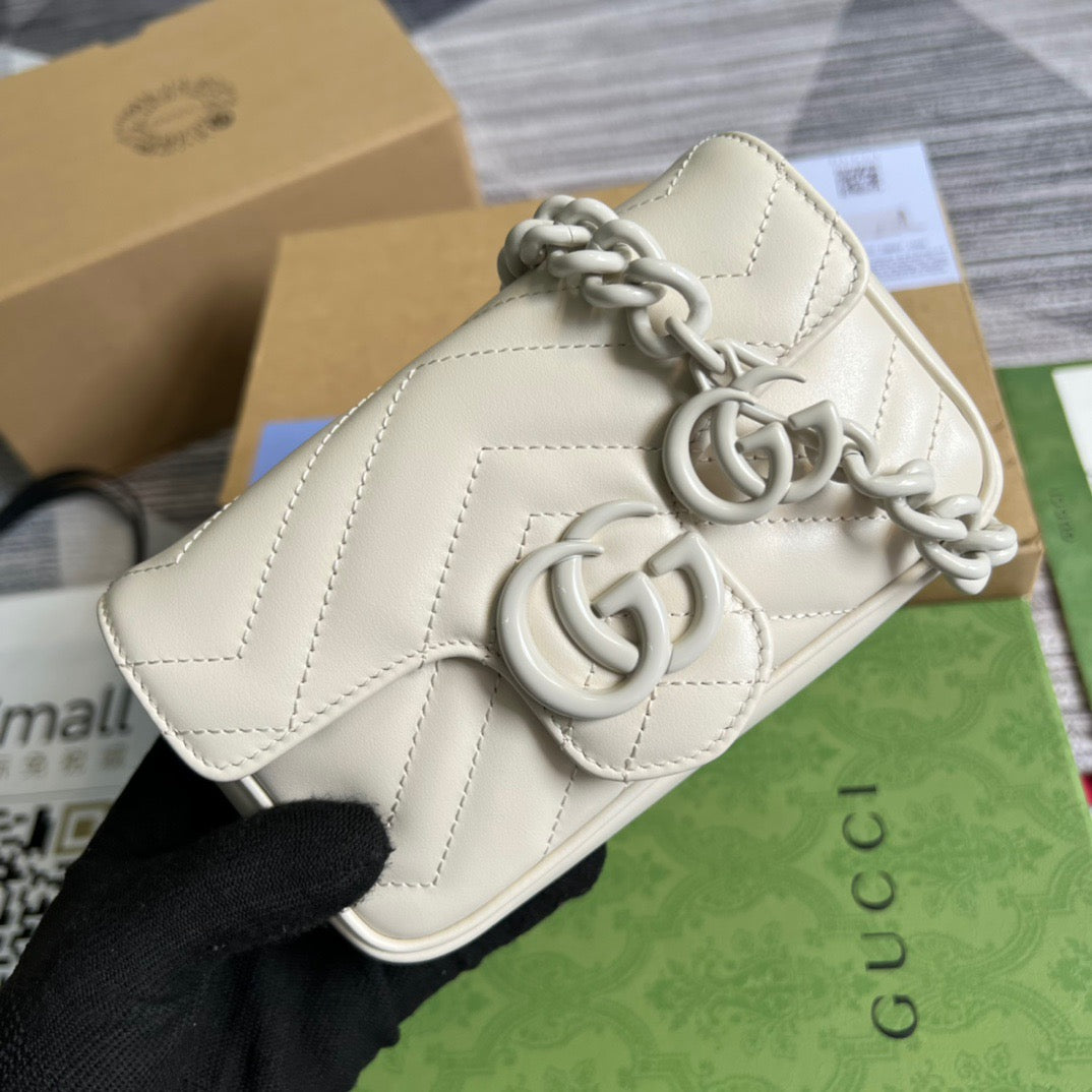 gg Marmont Super Mini Bag White For Women, Women’s Bags 6.2in/17cm gg
