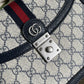gg Ophidia Small Top Handle Bag Beige And Blue gg Supreme Canvas  For Women 10in/25cm 651055 96IWN 4076