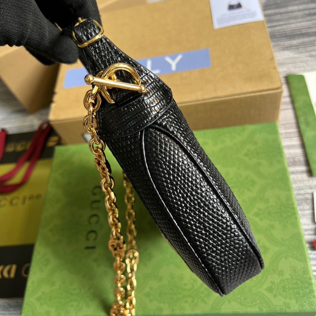 gg Jackie 1961 Lizard Mini Bag Black For Women, Women’s Bags 7.5in/19cm gg ‎675799 LUZ0G 1000