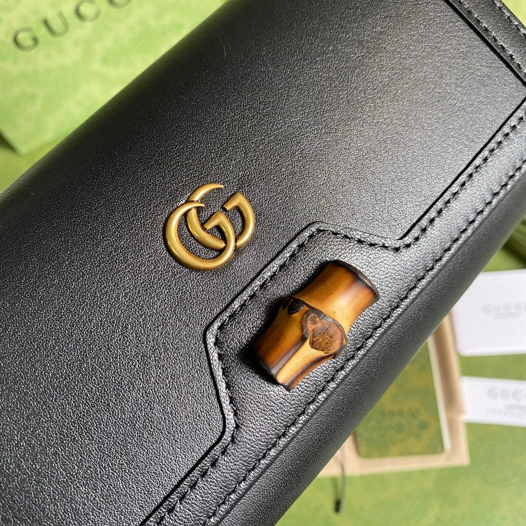 gg Diana Chain Wallet With Bamboo Black For Women, Women’s Bags 7.4in/19cm gg 658243 17Q0T 1000
