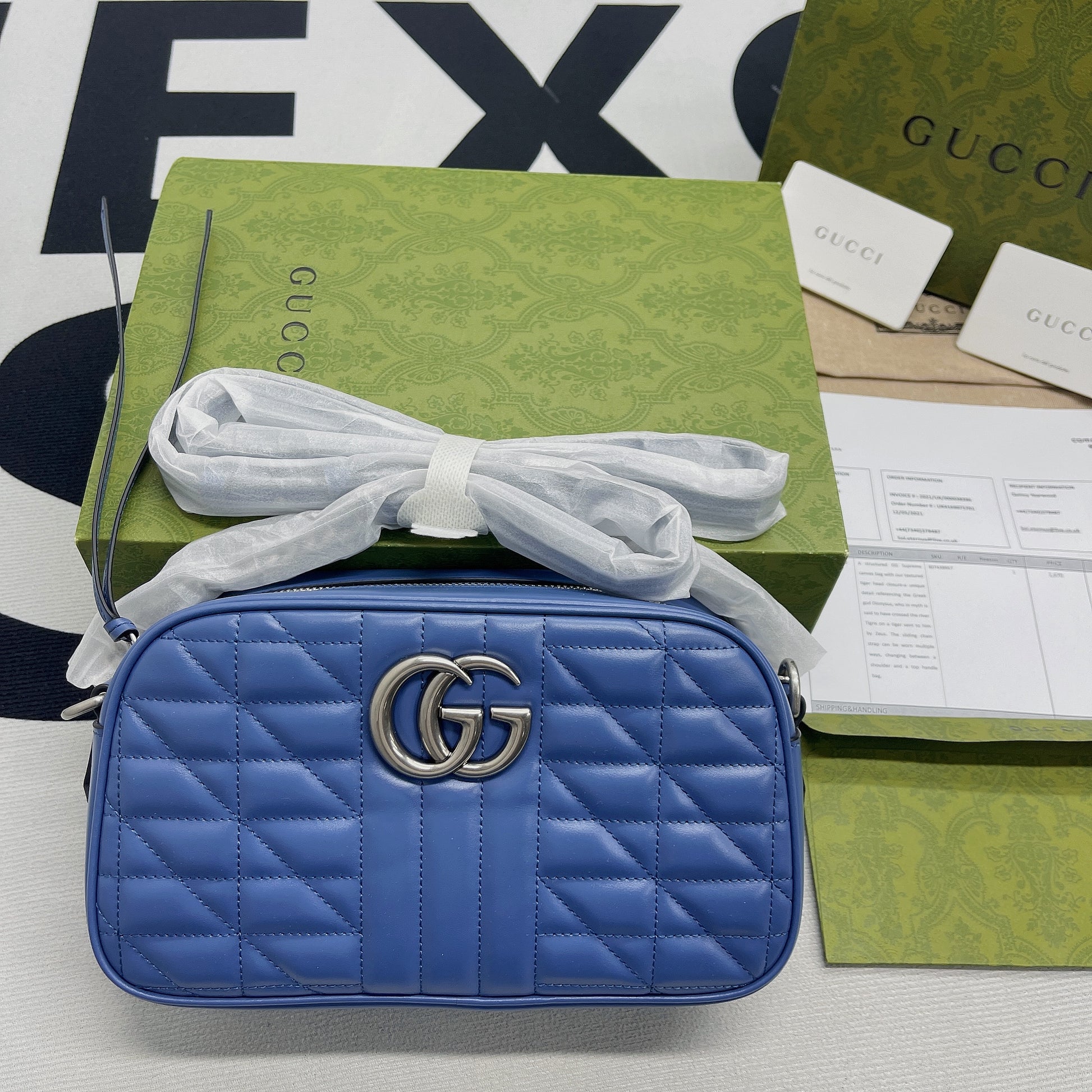 gg Marmont Matelasse Shoulder Bag Blue For Women, Women’s Bags 9.5in/24cm gg 634936 UM8BF 4340