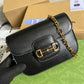 gg Horsebit 1955 Lizard Mini Bag Black For Women, Women’s Bags 8in/20cm gg
