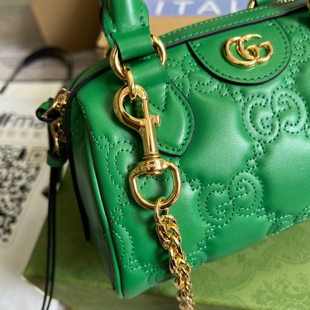 gg Matelasse Top Handle Bag Green For Women, Women’s Bags 7.5in/19cm gg 702251 UM8HG 3389