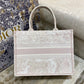 DI Medium Book Tote Pink Toile de Jouy Reverse Embroidery, Light Pink, For Women Women’s Handbags, 36cm CD