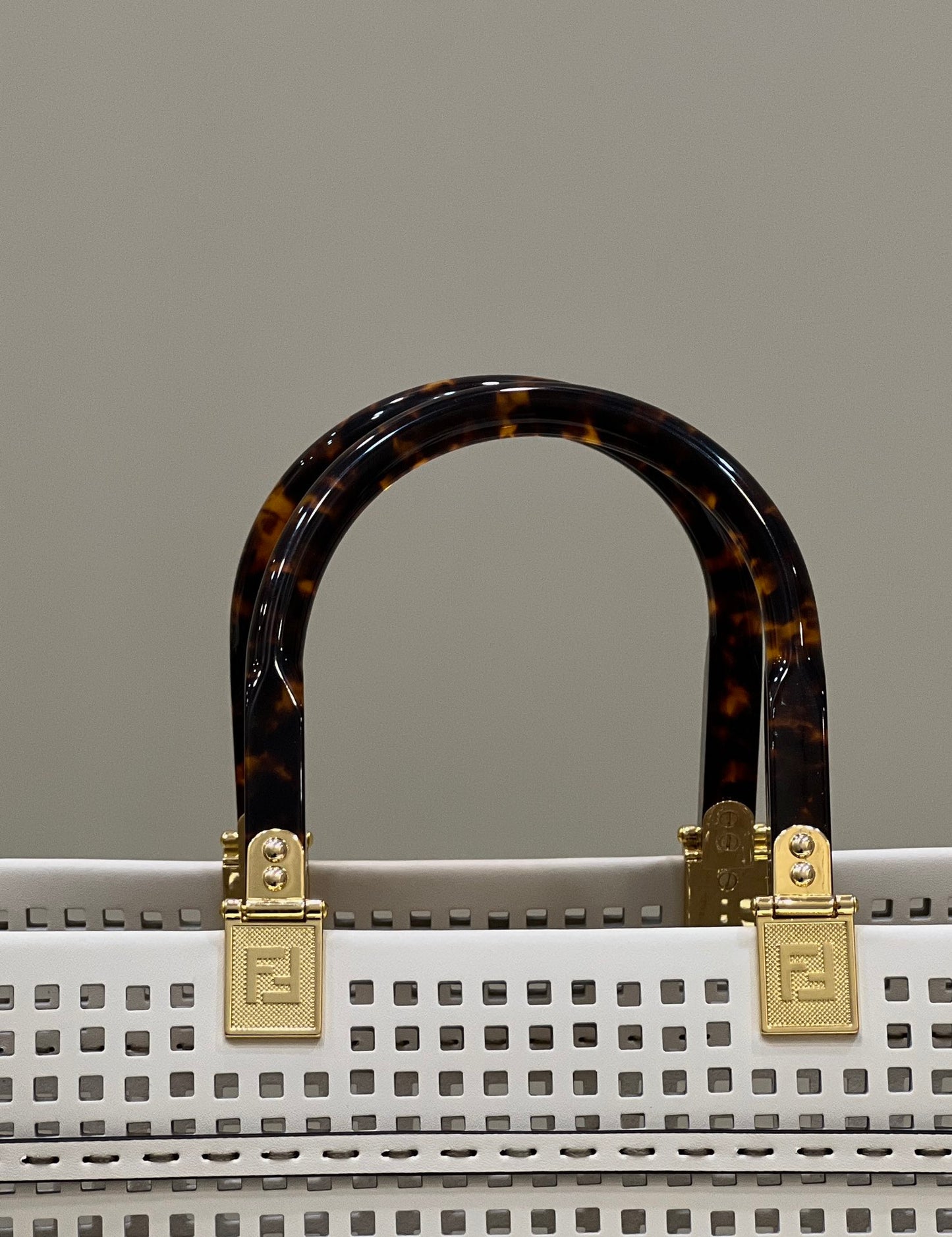 FI FI Sunshine Medium Two-toned perforated Bag For Woman 37cm/14.5in