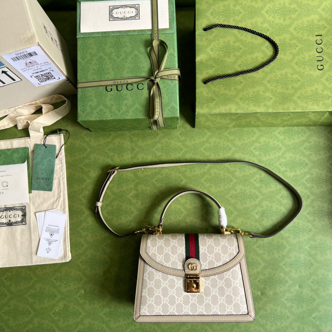 gg Ophidia Small gg Top Handle Bag Beige For Women, Women’s Bags 9.8in/25cm gg ‎651055 UULAG 9682