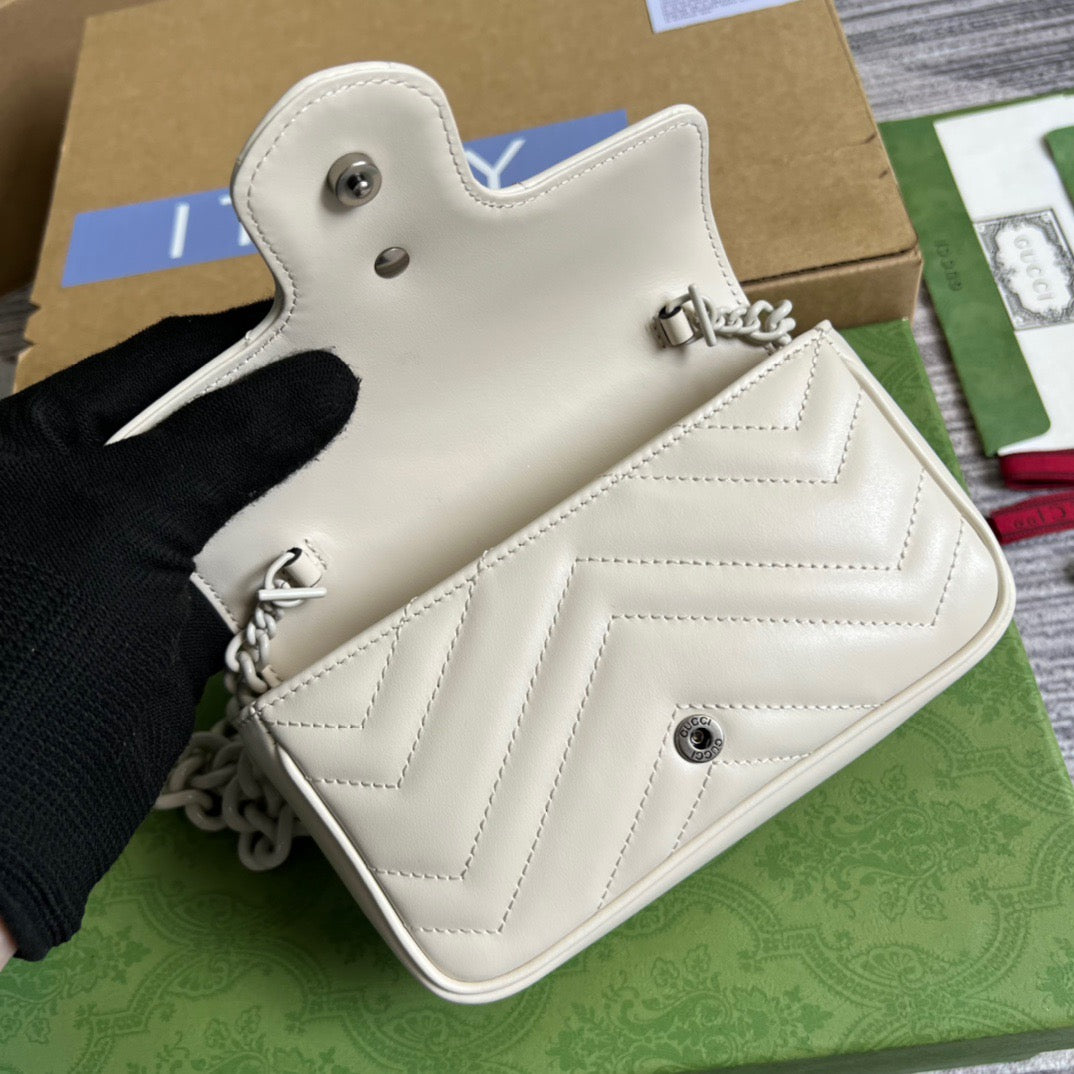 gg Marmont Super Mini Bag White For Women, Women’s Bags 6.2in/17cm gg