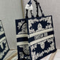 DI Medium Book Tote Blue and White Cornely Embroidery, Blue, For Women Women’s Handbags, Shoulder Bags, 42cm CD M1286ZTZB_M928
