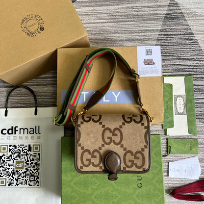 gg Ophidia Mini Jumbo gg Bag Camel And Ebony Jumbo gg Canvas  For Men 4.7in/12cm gg 