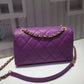 ChanelFront Logo Small Flap Bag Gold Hardware Purple For Women, Women’s Handbags, Shoulder Bags 8.2in/21cm AS1490