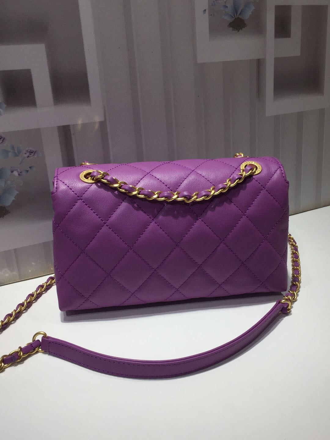 ChanelFront Logo Small Flap Bag Gold Hardware Purple For Women, Women’s Handbags, Shoulder Bags 8.2in/21cm AS1490