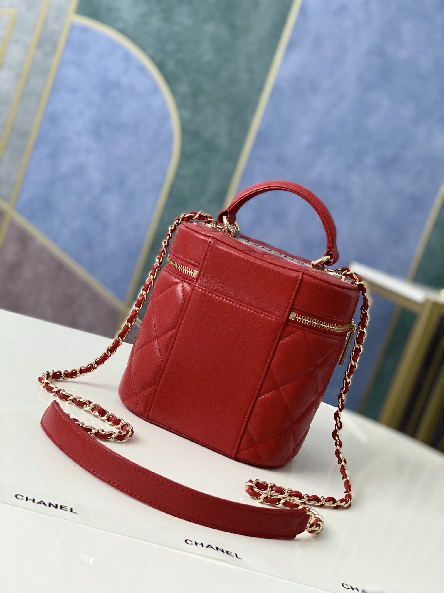 ChanelVanity Case Gold Hardware Burgundy For Women, Women’s Handbags, Shoulder Bags 9.4in/24cm 