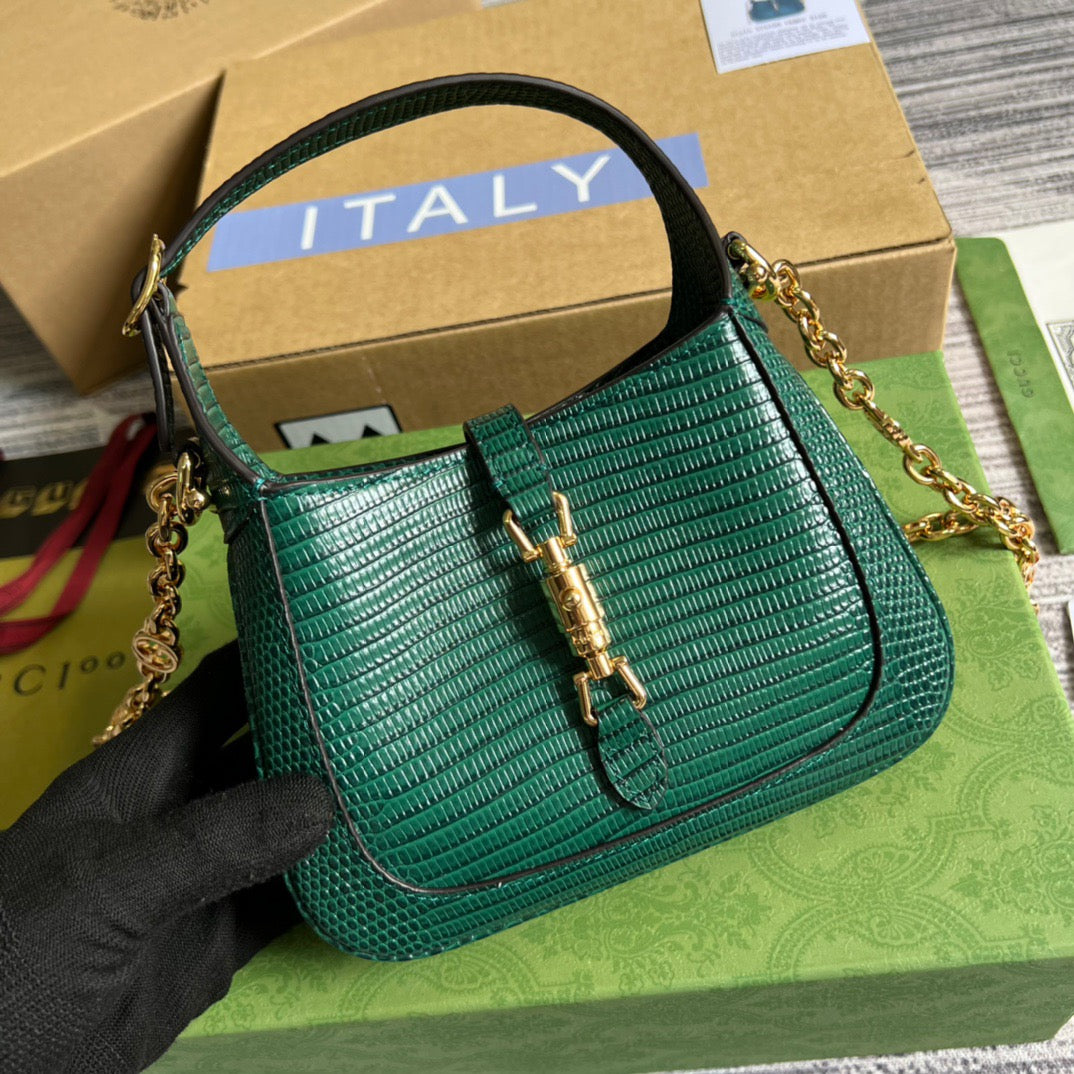 gg Jackie 1961 Lizard Mini Bag Green For Women, Women’s Bags 7.5in/19cm gg ‎