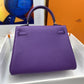 HM Kelly 25 Retourne Togo Purple Bag For Women, Handbags, Shoulder Bags 10in/25cm