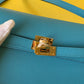 HM Kelly Classique To Go Wallet  21cm/8.3in Gold Toned Hardware For Women Blue