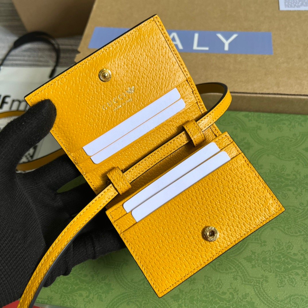 gg x Adidas Card Case With Horsebit Yellow For Women, Women’s Bags 4.2in/11cm gg‎ 702248 DJ24G 7673