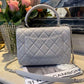 Chanel Classic Flap Bag Gold Toned Hardware Grey 9.8in/25cm
