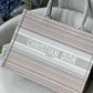 DI Large Book Tote Bag Canvas Stripes Embroidery For Women 42cm/16.5in CD
