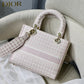 DI Medium Lady D-Lite Bag Houndstooth Embroidery, Pink/White, For Women Women’s Handbags, Shoulder Bags, Crossbody Bags, 24cm CD