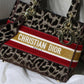 DI Medium Lady D-Lite Bag, Leopard Brown Handbags, Crossbody Bags, 24cm CD