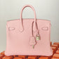 HM Birkin Nata Swift Pink For Women Silver Toned Hardware 10in/25cm