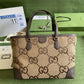 gg Ophidia Jumbo gg Medium Tote Camel And Ebony Jumbo Canvas For Women 15in/38cm gg