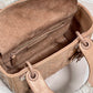 DI Mini Lady Bag Cannage with Beaded Motif, Brown, For Women Women’s Handbags, Crossbody Bags, 18cm CD