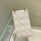 DI Caro Phone Holder With Chain White, For Women, Women’s Handbags 7.5in/18.5cm CD