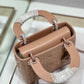 DI Mini Lady Bag Cannage with Beaded Motif, Brown, For Women Women’s Handbags, Crossbody Bags, 18cm CD
