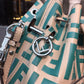 FI Mon Tresor Beige/Teal For Women, Women’s Handbags, Shoulder And Crossbody Bags 7in/18cm FF 8BS010