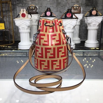 FI Mon Tresor Beige/Red For Women, Women’s Handbags, Shoulder And Crossbody Bags 7in/18cm FF 8BS010