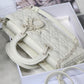 DI Lady D-Joy Bag White Macrocannage Technical Fabric, White Handbags, 26cm CD M0540OTID_M933